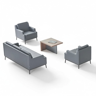 Home office set 4 pieces 3-seater 2x armchairs coffee table dark grey brown