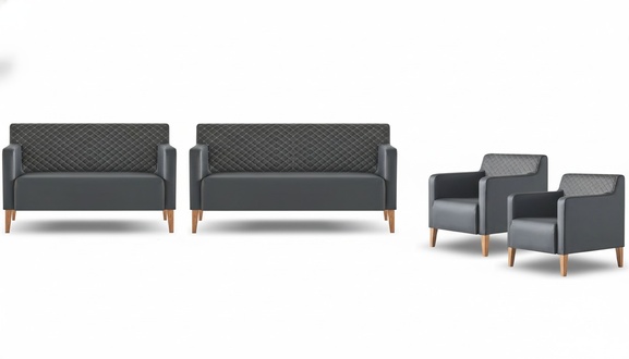 Home Office Set 4-piece 3-seater 2-seater 2x armchairs Black Living Room