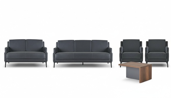 Home office set 5 pieces dark gray 3-seater 2-seater armchair coffee table