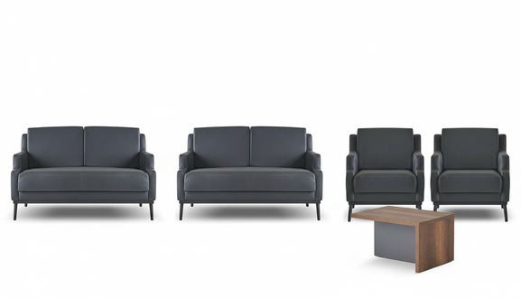 Home Office Set 5-piece Dark Gray Style 2x 2-Seater 2x Armchairs Coffee Table