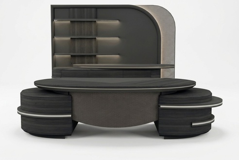 Home Office Set Gray Wood Modern Design