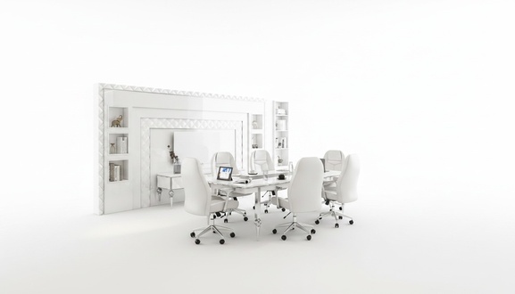 Home Office Set White Wood Modern Elegant Furniture Combination