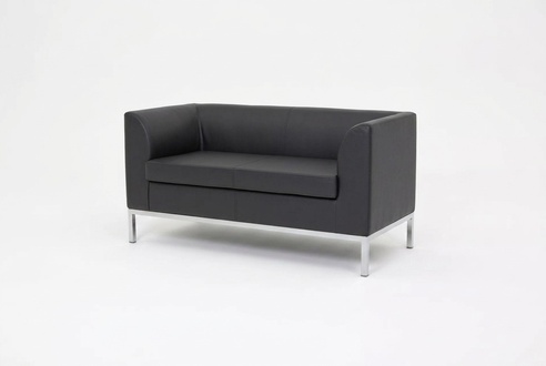 Study Two Seater Black Textile Couch Office Furniture Sofa