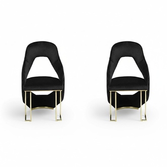 Stylish 2x Chairs Dining Chair Black Kitchen Chair Armchair Luxury Novelty