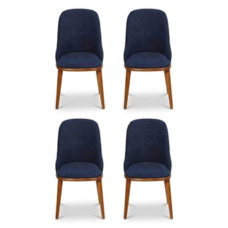 Stylish blue dining chairs Designer wooden frame Modern kitchen chair