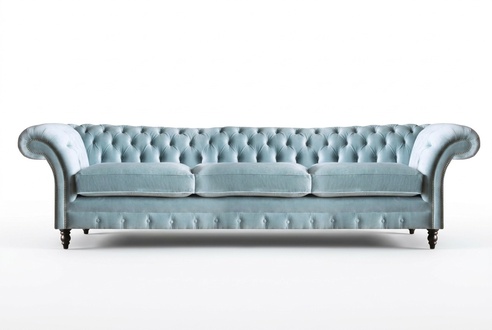 Stylish Chesterfield three-seater fabric sofas designer upholstered couches