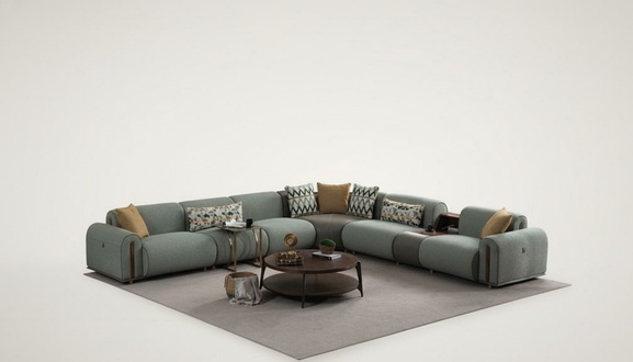 Stylish corner sofa designer living room couch L-shape elegant upholstered sofa