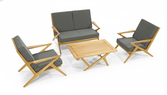 Stylish garden furniture designer 2-seater 2x upholstered armchairs coffee table