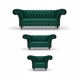 Stylish Green Chesterfield Sofas Living Room Couches Upholstered Furniture 3-piece set