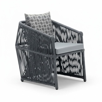 Stylish High-Quality Modern Gray Rattan 1-Seater Terrace Luxury Designer Furniture