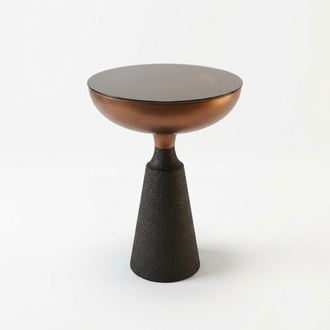 Stylish round side table Designer living room furniture with glass top