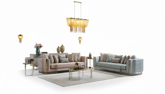 Stylish sofa set 2x sofas classic design furniture with armrests 4+3