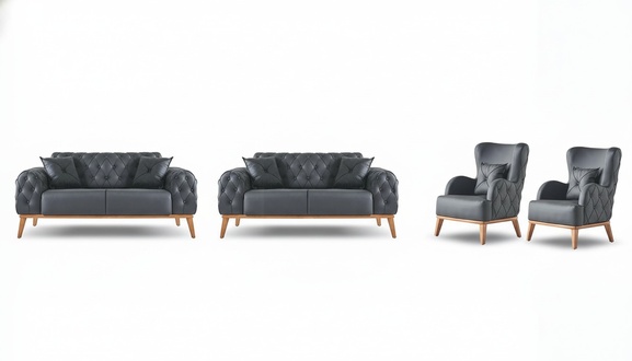 Stylish office room set designer 2x 2-seater 2x leather armchairs 4 pieces