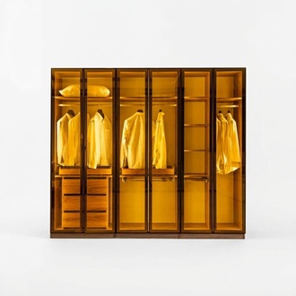 Stylish Wardrobe Glass Doors Bedroom Wooden Furniture Cabinets Closet
