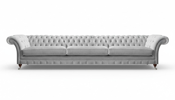 Stylish White Chesterfield Three-Seater Designer Furniture Textile Sofas
