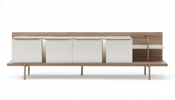 Stylish white light brown TV cabinet living room luxury furniture wood cabinet RTV