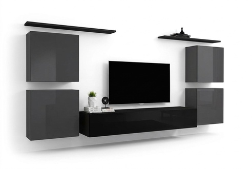 7-piece Living Wall Set Luxury Living Room Set Wood Wall Shelf Furniture Furnishing New
