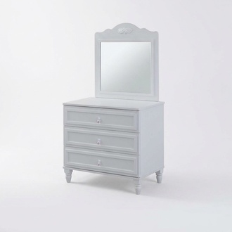 Set of chest of drawers with mirror wooden bedroom white set console table