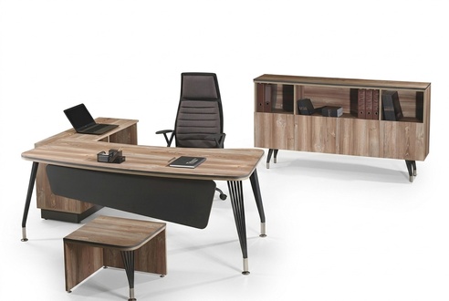 Office set corner office desk office desk set 3pcs wood office furniture brown