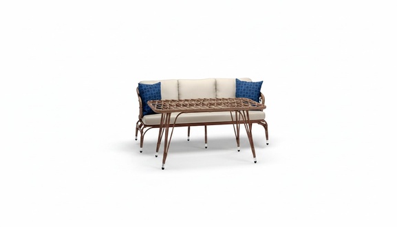 Sofa set 3-seater brown coffee table sofas three-seater rattan luxury modern