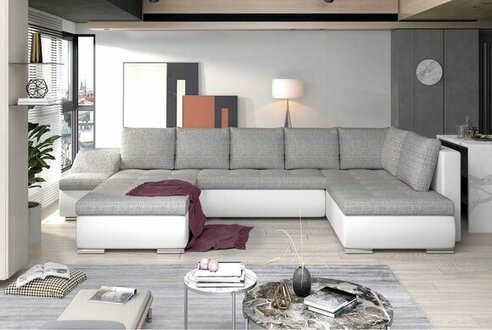 Designer sofa corner sofa fabric sofa bed function sofa textile corner couch couch On Stock