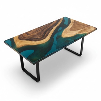 Table Dining Tables Resin Epoxy Massive Design Furniture 140x71 Real Wood Epoxy
