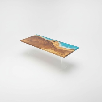 Table Dining Tables Resin Epoxy Massive Design Furniture 221x91 Real Wood Epoxy