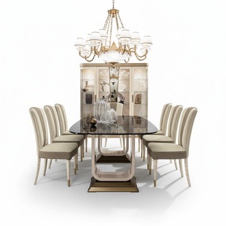 Table dining table wood dining room set 6x chair set chairs Lehn group Italy