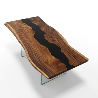 Table Epoxy resin dining table Real wood solid tables 183x90 River table