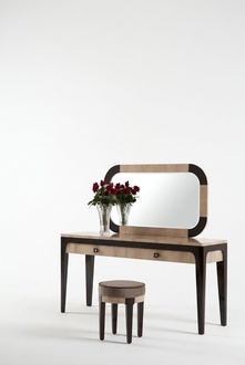 Modern style made of real wooden set of dressing table, wall mirror & stool