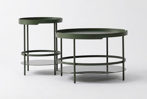 Table Set: Center Table & Side Table made of Wood Veneer, Nesting Tables