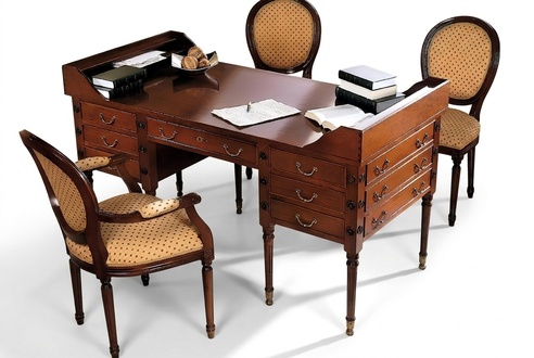 Table with chair Wooden desk Desk with drawers Work table 2 parts