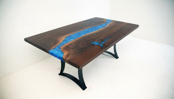 Table Wood New Epoxy Resin Dining Table Meeting Tables Designer 1QM