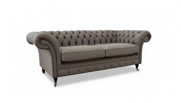 Taupe Chesterfield 3 Seater Taupe Furniture Modern Design Textile Living Room Couches