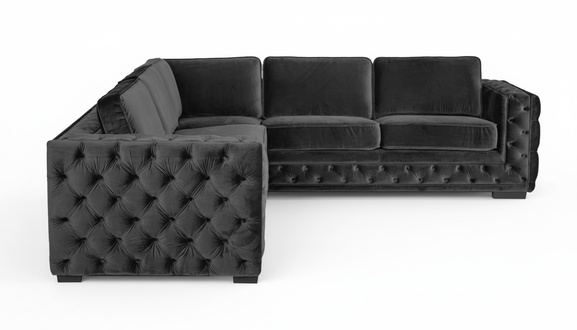Taupe gray corner sofa Chesterfield velvet furniture new modern design living room sofa