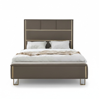 Taupe Upholstery Beds Double Bed Wood Bedroom Furniture Hotel Upholstery 180x200
