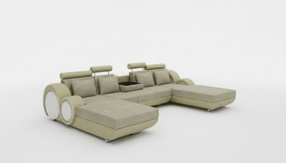 Textile U-shaped sofa corner sofa designer sofa set with 2 reclining sections fabric sofa Berlin