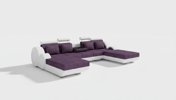 Textile sofa Fabric sofa Berlin U-shaped + USB corner sofa designer sofa set 2 recliners