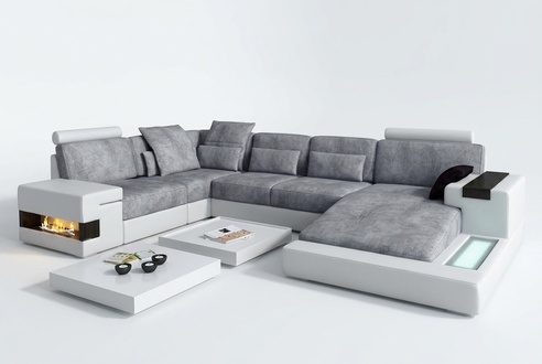 Textile sofa USB upholstered corner couch set living landscape leather sofa designer couch