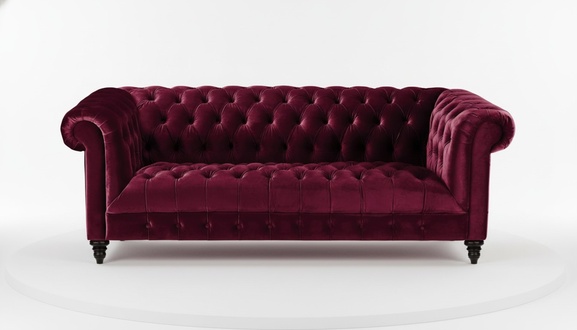 Three-seater Bordeaux fabric living room design couches upholstered Chesterfield sofa new