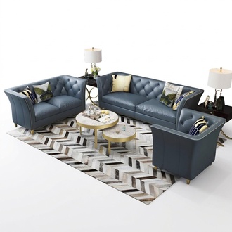 Three Seater Couch Upholstery Design Sofa 3 Seat Sofas Room Blue Chesterfield New