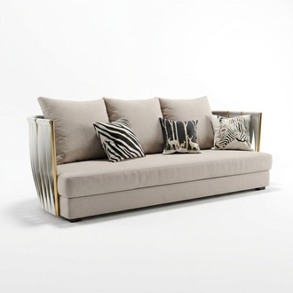 Three Seater Couch Upholstery Design Sofa 3 Seat Sofas Room Metal Beige Luxury
