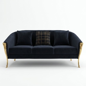 Three-seater couch upholstery furniture velvet luxury furnishings fabric couches