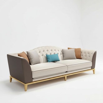 Three seater couch upholstery leather sofa seat 3s (without 2+1) Chesterfield metal New