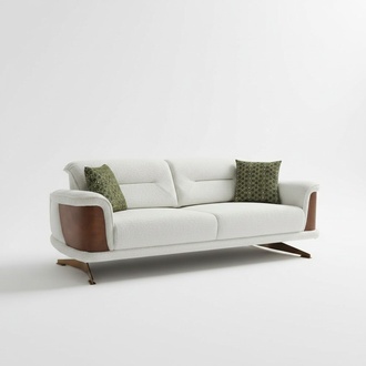 Three-seater couch white upholstered sofa 3-seater fabric sofa sofas
