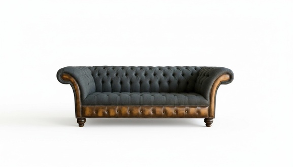 Three Seater Dark Gray Chesterfield Design Couches Upholstery Classic Sofas New