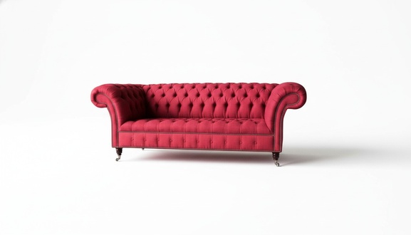 Three Seater Design Upholstery Textile Sofa 3 Piece Furniture Chesterfield Luxury Red Couches