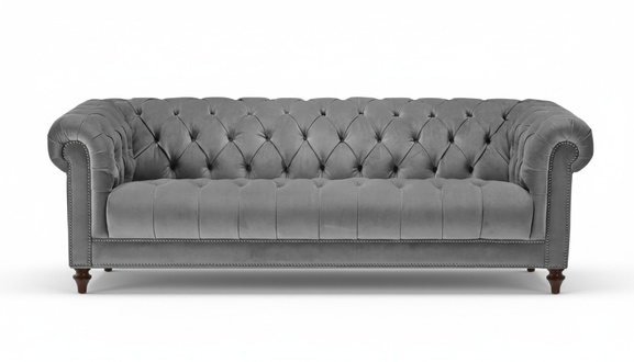 Three Seater Grey Fabric Living Room Design Couches Upholstery Sofas Chesterfield