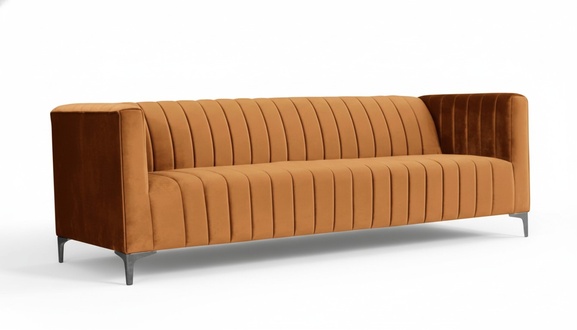 Three-seater orange sofa fabric living room design couches upholstered sofas original