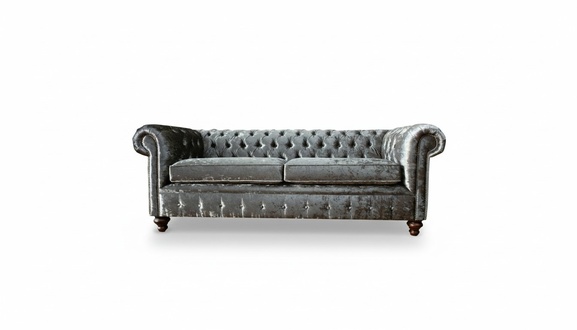 Three Seater Sofa 3 Seat Couch Chesterfield Upholstery Seat Set Velvet Grey Velvet